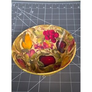 Yellow Melamine Fruit Print Serving Bowl Cherries Pears Botanical Interior